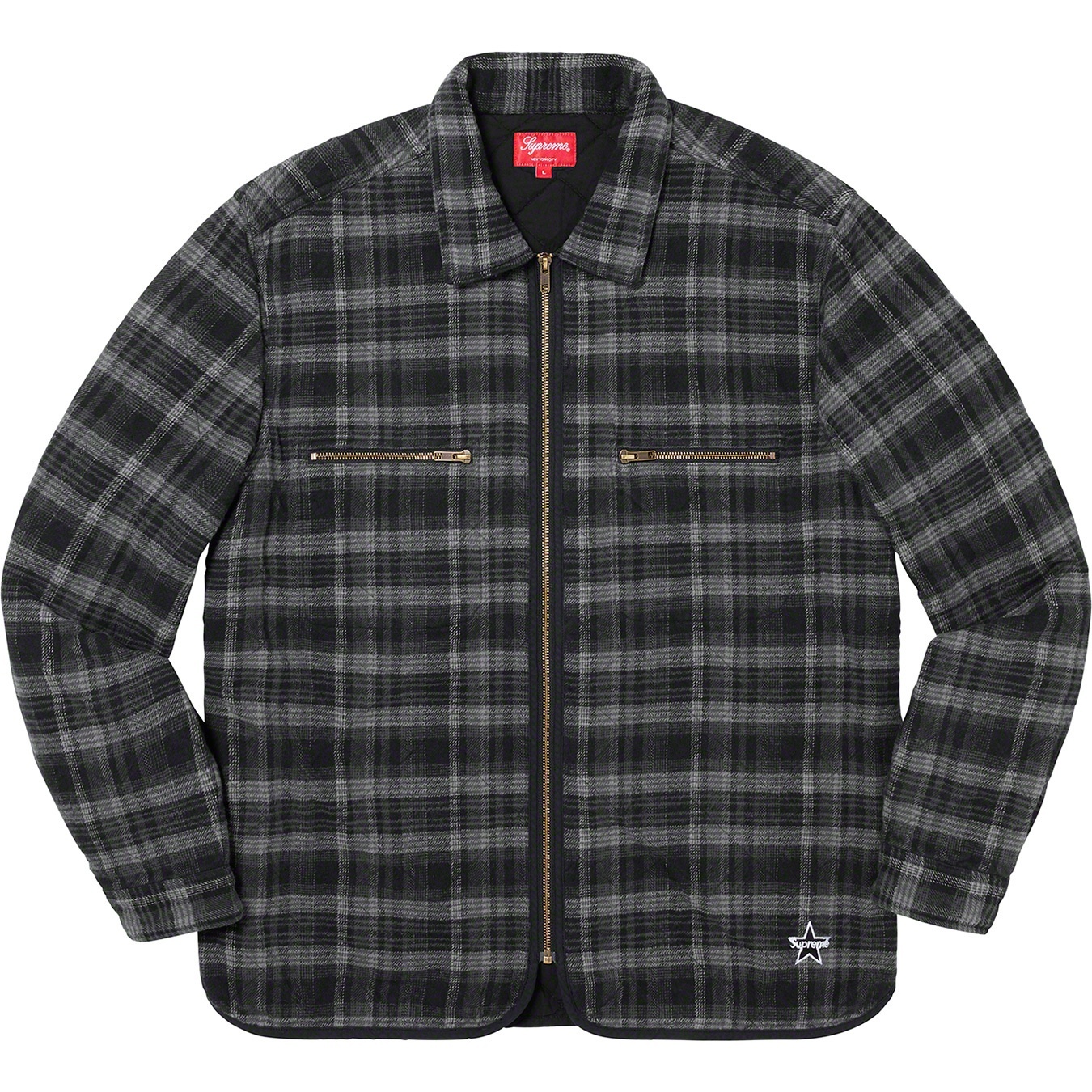 Quilted Plaid Zip Up Shirt view 5